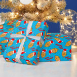 Christmas Tamales Pattern Geschenkpapier<br><div class="desc">Geschenkverpackung und Party für Weihnachtsliebhaber! Dieses skurrile Muster hat Sinaloa,  Mexiko Stil Tamales mit Weihnachtsmannmützen und ein Feliz Navidad Gruß. Ändern Sie die Farbe des blauen Hintergrunds in eine beliebige Farbe. Klicken Sie einfach auf die Schaltfläche CUSTOMIZE,  um alle Optionen anzuzeigen.</div>