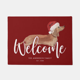Christmas Tan Dackel Personalisiert Red Fußmatte