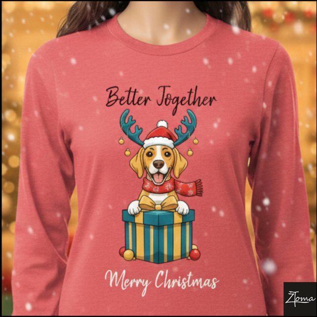 Christmas Tan Pointer Reindeer Gift Graphic Tri-Blend Shirt (Von Creator hochgeladen)