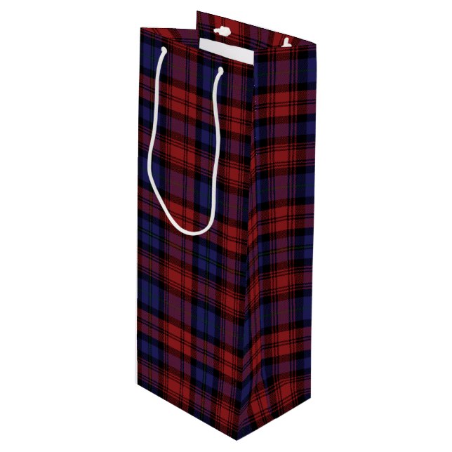 Christmas Tartan Clan MacLachlan Lila Red Kariert Geschenktüte Für Weinflaschen (Vorderseite Schrägansicht)