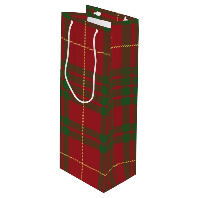 Christmas Tartan Clan MacTavish Kariert Red Karo Geschenktüte Für Weinflaschen (Vorderseite Schrägansicht)