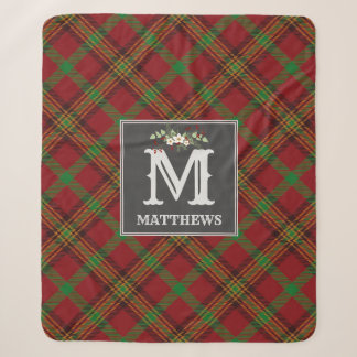 Christmas Tartan Monogram Family Pattern Holiday Sherpadecke