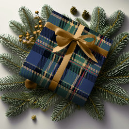Christmas Tartan Navy Blue Green ID1141B Geschenkpapier