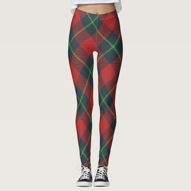 Christmas Tartan Plaid Red Green Women's Leggings (Vorderseite)