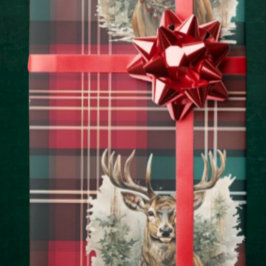 Christmas Tartan Reindeer Geschenkpapier