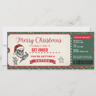 Christmas Tattoo Gift Certificate Card Voucher Einladung