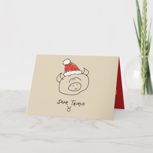 Christmas Taurus Funny Astrologie Zodiac Red Cool Feiertagskarte (Vorderseite)