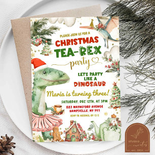 Christmas Tea-Rex Dinosaur Tutu Birthday Girl Einladung