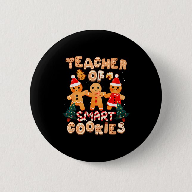 Christmas Teacher Cute Gingerbread Cookies Funny H Button (Vorderseite)