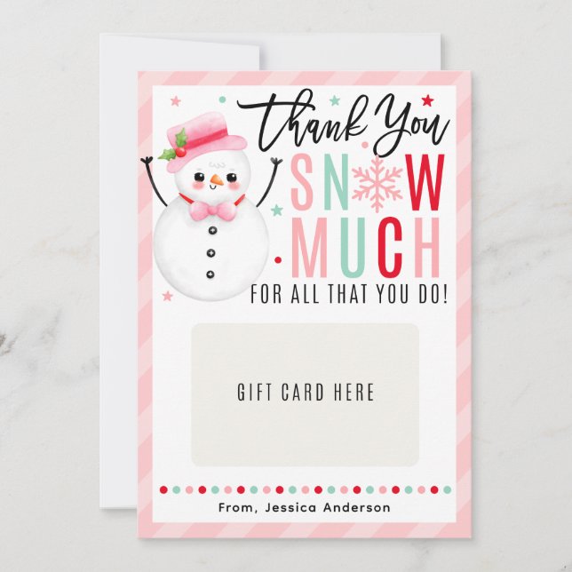 Christmas Teacher Thank You Pink Gift Card Holder Einladung (Vorderseite)