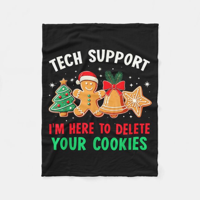 Christmas Tech Suprt Here To Delete Cookies Xmas M Fleecedecke (Vorderseite)