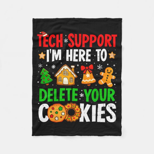 Christmas Tech Suprt Here To Delete Cookies Xmas M Fleecedecke (Vorderseite)