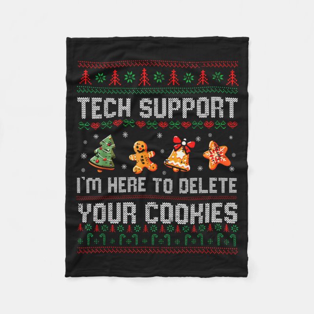 Christmas Tech Suprt Here To Delete Cookies Xmas M Fleecedecke (Vorderseite)