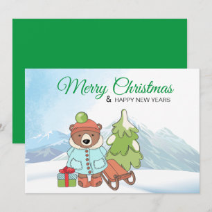 Christmas Teddy Bar Couple mit Geschenk Einladung