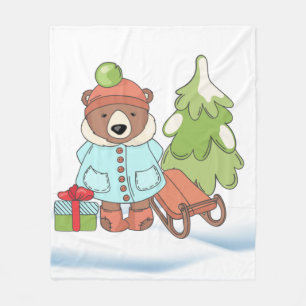 Christmas Teddy Bar Couple mit Geschenk Fleecedecke