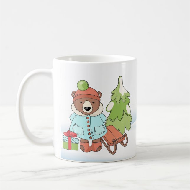 Christmas Teddy Bar Couple mit Geschenk Kaffeetasse (Links)