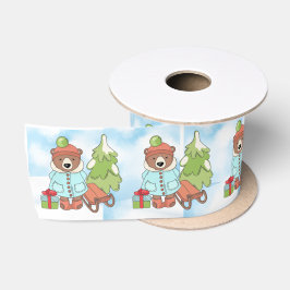 Christmas Teddy Bar Couple mit Geschenk Satinband