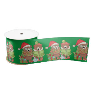 Christmas Teddy Bar Couple mit Geschenk Satinband
