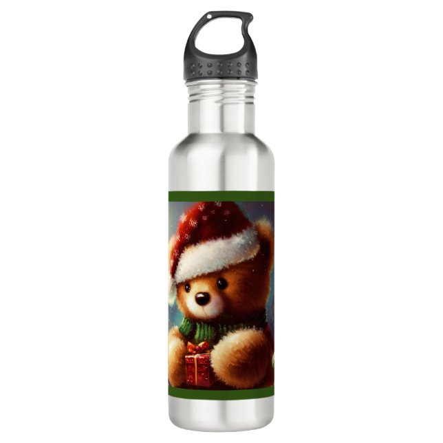 Christmas Teddy Bear 2 Edelstahlflasche (Vorderseite)