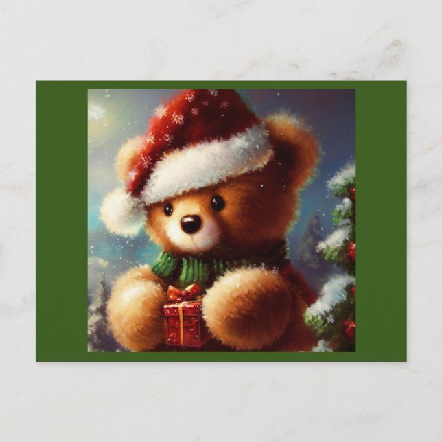 Christmas Teddy Bear 2 Feiertagspostkarte (Vorderseite)