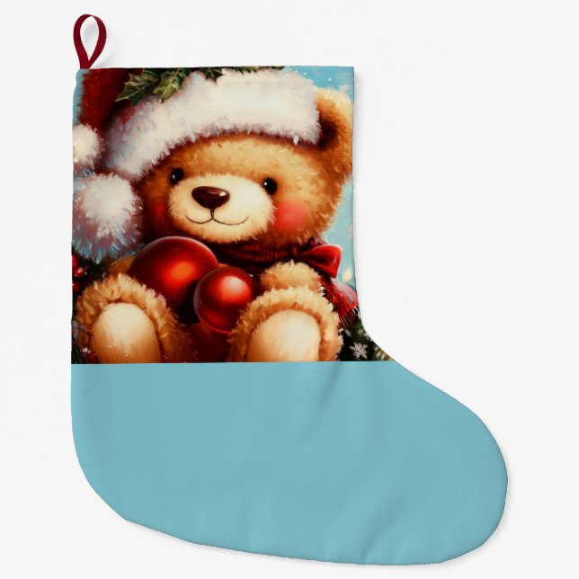Christmas Teddy Bear 4 Großer Weihnachtsstrumpf (Vorderseite)