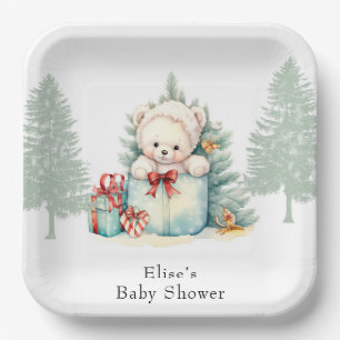 Christmas Teddy Bear Baby Dusche Pappteller