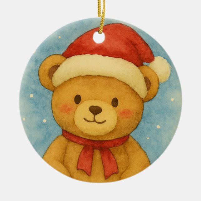 Christmas Teddy Bear in Snowy Wonderland Keramik Ornament (Vorne)