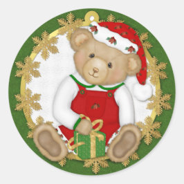 Christmas Teddy Bear - Junge Runder Aufkleber