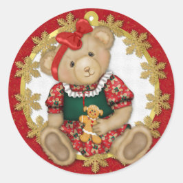 Christmas Teddy Bear - Mädchen Runder Aufkleber