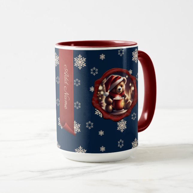 Christmas Teddy HotCocoa Personalisiertes Banner B Tasse (VorderseiteRechts)