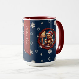 Christmas Teddy Sign Personalisiert Banner Blue Tasse