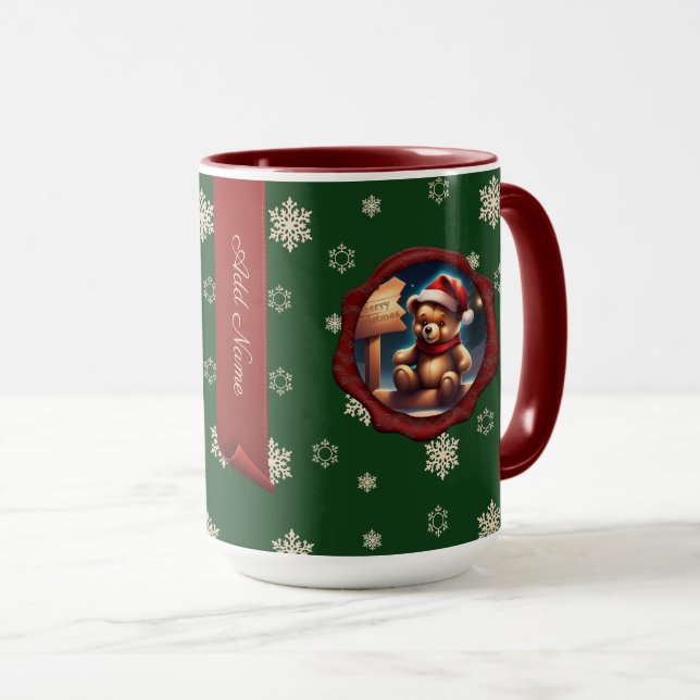 Christmas Teddy Signieren Personalisiertes Banner  Tasse (VorderseiteRechts)
