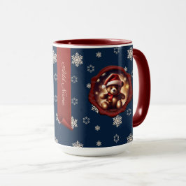 Christmas Teddy Stars Personalisiert Banner Blue Tasse