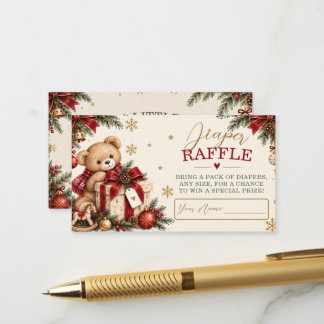 Christmas-Teddybär-Windel-Raffle-Baby-Party Begleitkarte