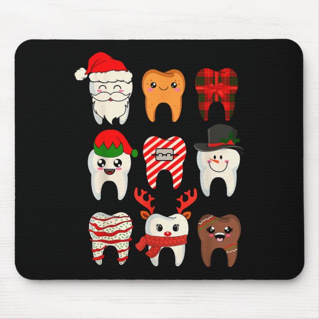 Christmas Teeth Dentist Xmas Reindeer Santa Squad  Mousepad (Vorne)