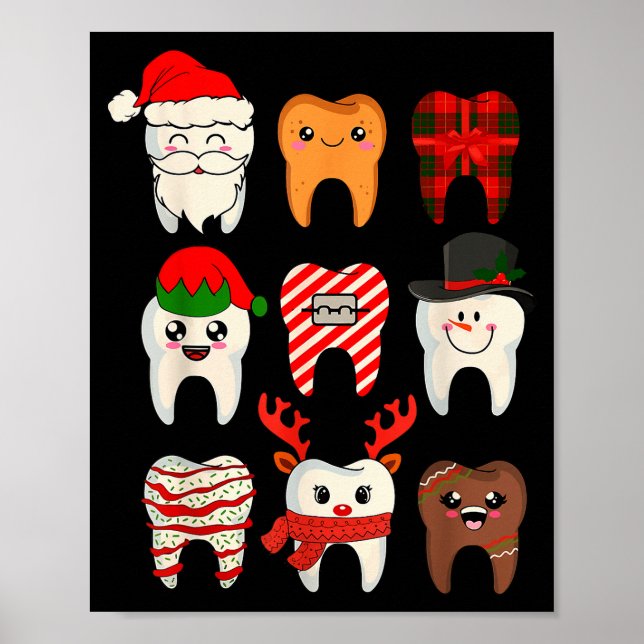 Christmas Teeth Dentist Xmas Reindeer Santa Squad  Poster (Vorne)