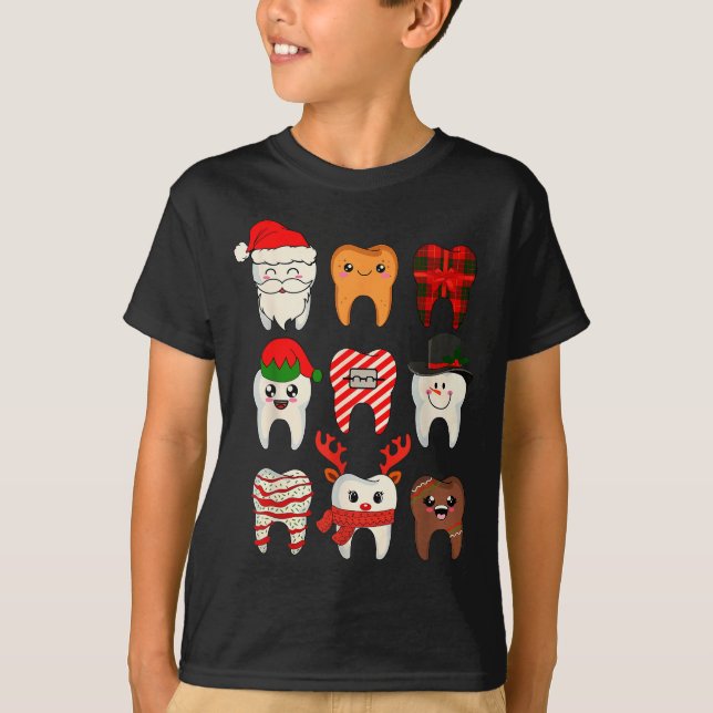 Christmas Teeth Dentist Xmas Reindeer Santa Squad  T-Shirt (Vorderseite)