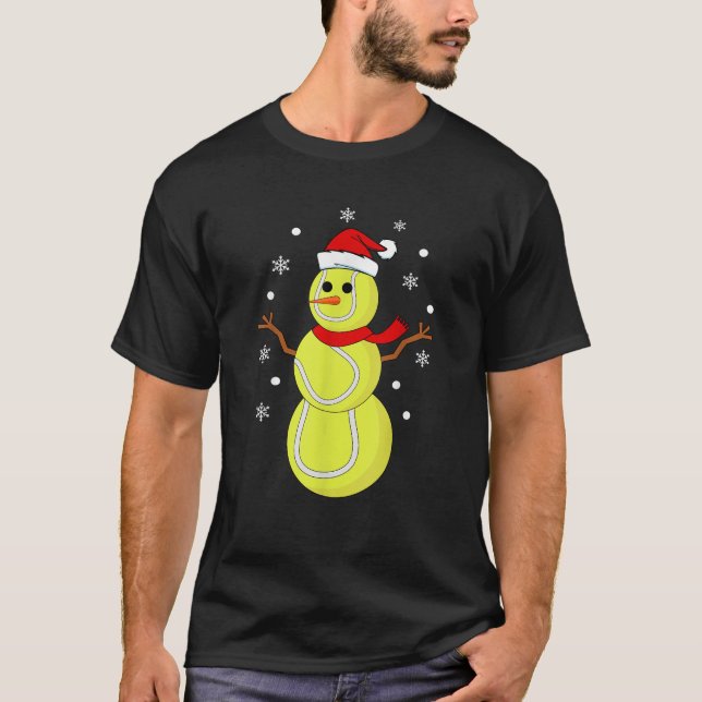 Christmas Tennis Balls Snowman Kids Funny Tennis C T-Shirt (Vorderseite)