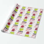 Christmas Tennis Sports Ball Custom Name Geschenkpapier<br><div class="desc">A cute illustration of tennis ball wearing a Santa hat with words "Merry Christmas" and your custom name. Perfect for adults and kids who love playing tennis. An ideal tennis themed Christmas wrapping paper for tennis players, tennis coaches, athletes and tennis enthusiasts. Simply customize the name and make it your...</div>