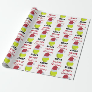 Christmas Tennis Sports Ball Individuelle Name Geschenkpapier