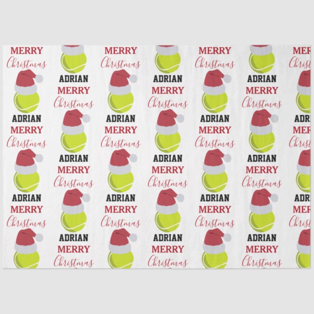 Christmas Tennis Sports Ball Individuelle Name Seidenpapier (Vorderseite)