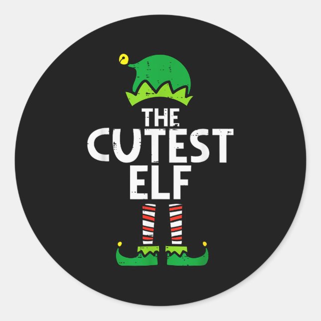 Christmas The Cutest Elf Xmas Family Matching Boys Runder Aufkleber (Vorderseite)