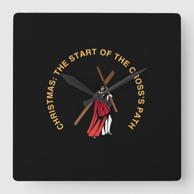 Christmas: The Start of the Cross's Path Quadratische Wanduhr (Vorderseite)