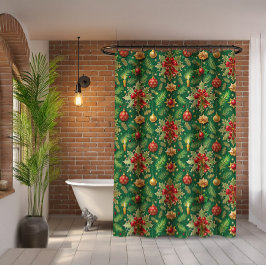 Christmas Theme Festive Colorful Pattern Duschvorhang