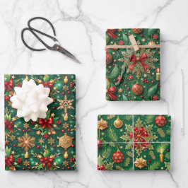 Christmas-themed three festive patterns geschenkpapier set