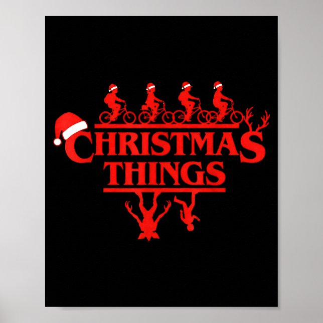 Christmas Things Red Lettering Bike Squad Holiday  Poster (Vorne)