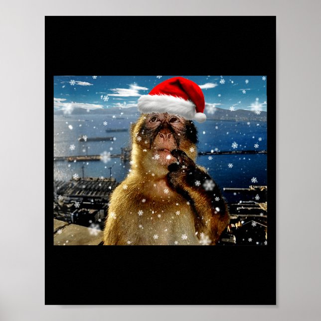 Christmas Thinking Monkey Meme Brainrot Xmas Gift  Poster (Vorne)