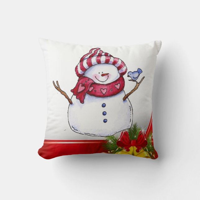 Christmas Throw Pillow Snowman Kissen (Vorderseite)