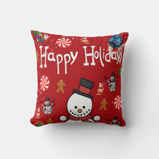Christmas Throw Pillow Snowman Kissen (Vorderseite)