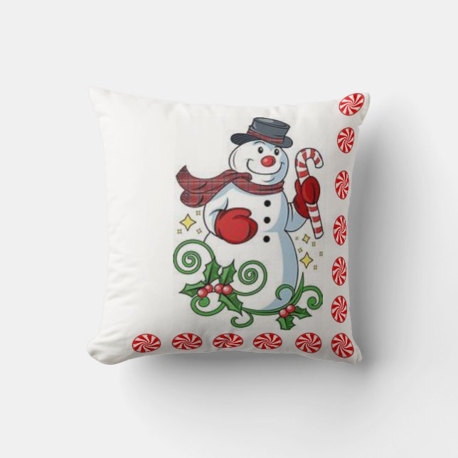 Christmas Throw Pillow Snowman Kissen (Vorderseite)